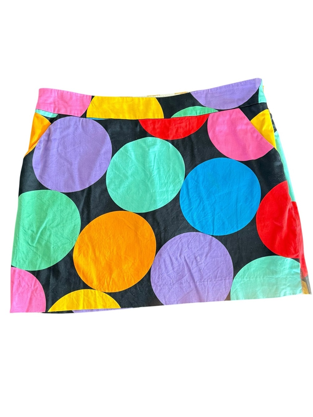 Loudmouth Black Multicolor Skort Large Dots Pockets Bright Activewear Size 12